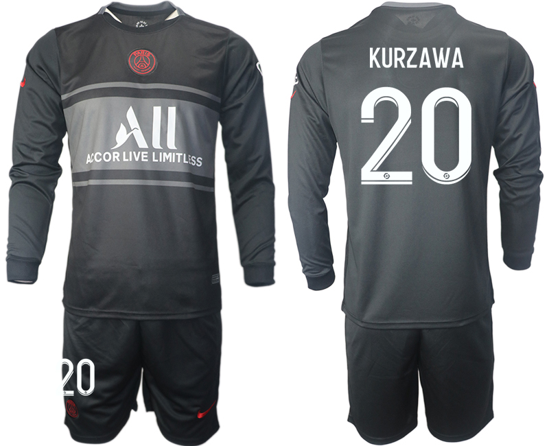 Men 2021-2022 Club Paris St German Second away black Long Sleeve #20 Soccer Jersey->paris st german jersey->Soccer Club Jersey